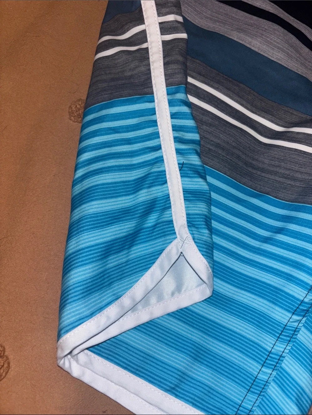 Quiksilver Blue and Black Striped Men’s Boardshorts